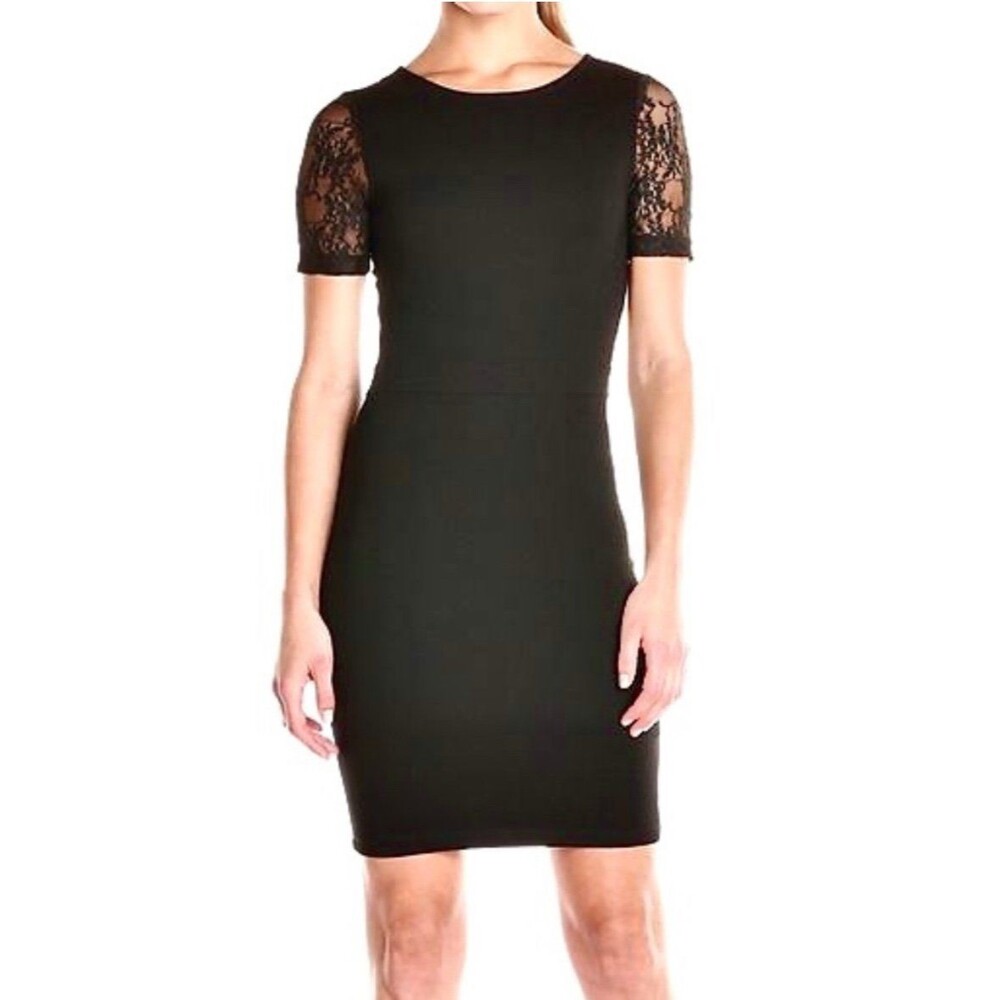 French Connection Linear Wrap
Black Lace Sleeve Dress Zip Back
Keyhole